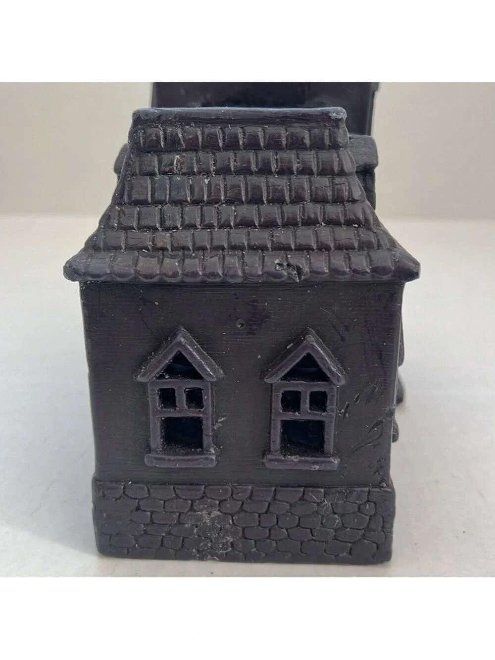Pottery Barn Wax Haunted House Votive Candle Holder Halloween Vintage Black